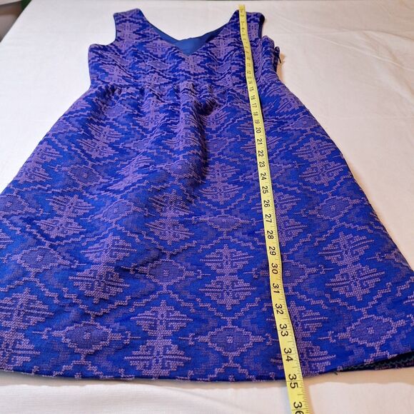 Maeve By Anthropologie Avery Aztec Brocade Blue Purple A Line Mini Dress Size 4 - Picture 7 of 12